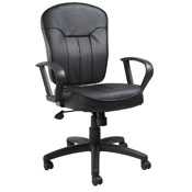 Black Leatherplus Task Chair With Loop Arms - B1562, B1562